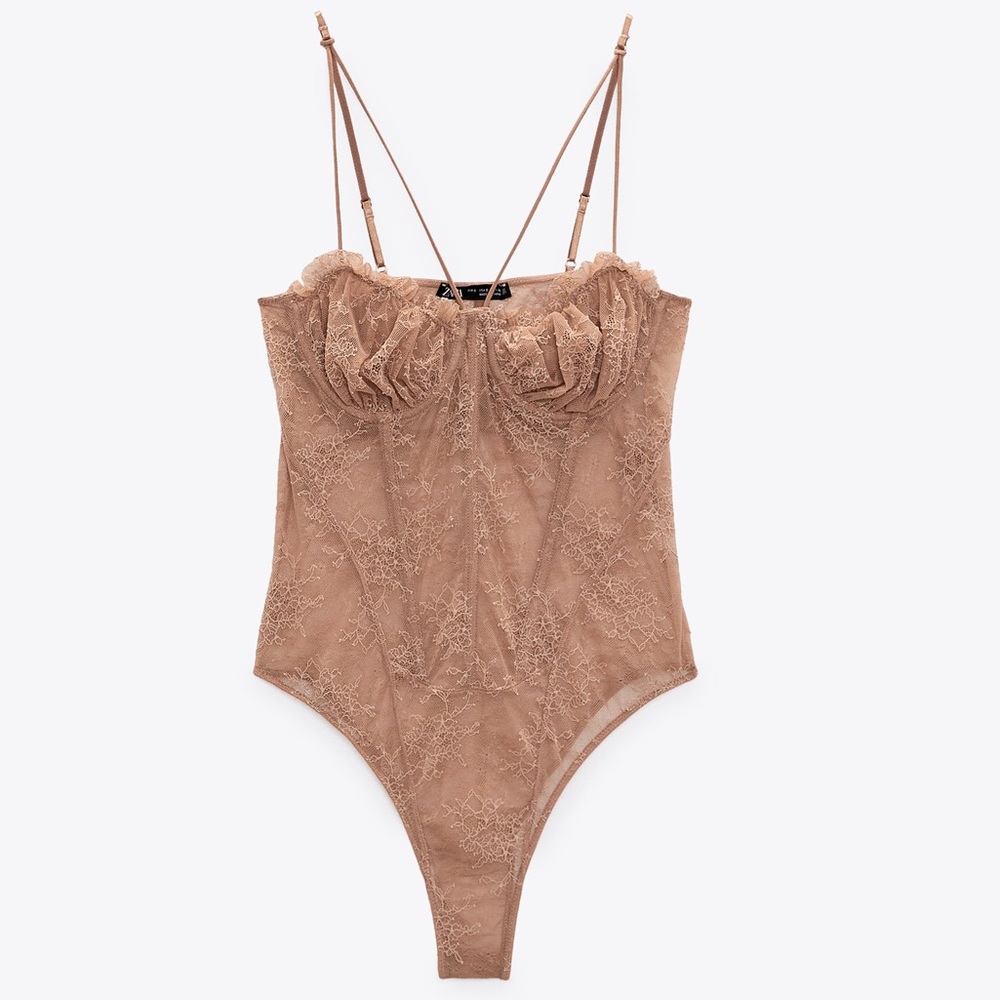 ZARA Lace Ruffled Bodysuit